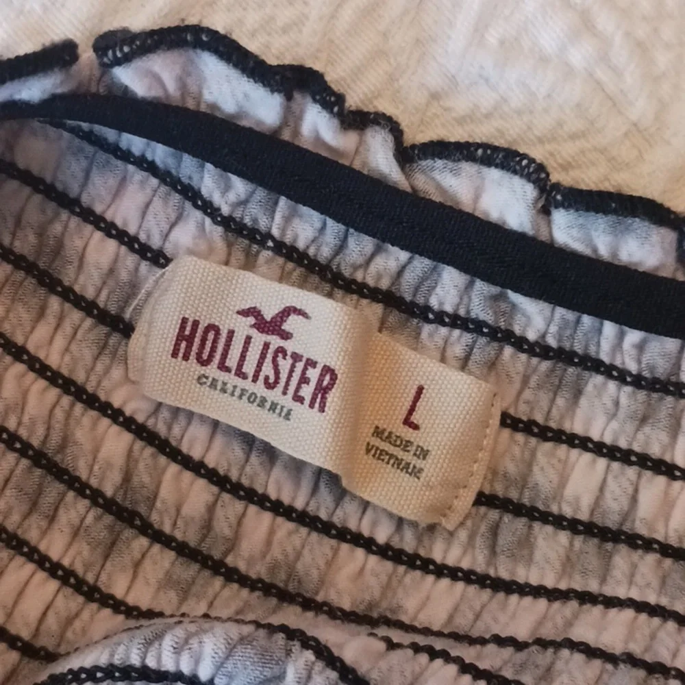 Hollister Gingham Crop Top Blouse Smocked Black & White Short Sleeve Jrs L - Picture 6 of 9